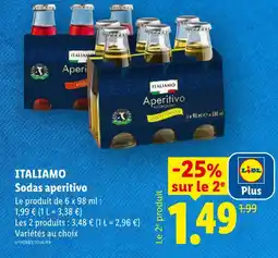 Lidl Italiamo sodas aperitivo lemon flavour offre