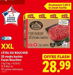 Lidl L'étal du boucher 20 steaks hachés façon bouchère offre