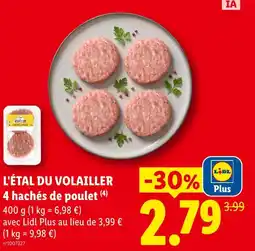 Lidl L'étal du volailler 4 hachés de poulet offre