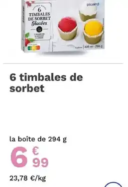 Picard Picard 6 timbales de sorbet offre