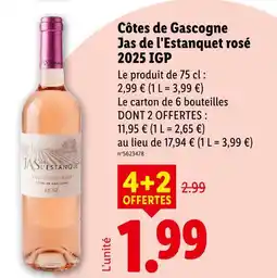 Lidl Jas de l'estanquet côtes de gascogne rosé 2025 igp offre