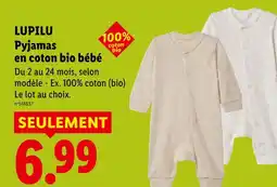 Lidl Lupilu pyjama en coton bio bébé offre