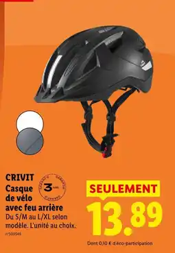 Lidl Crivit casque de vélo avec feu arrière offre