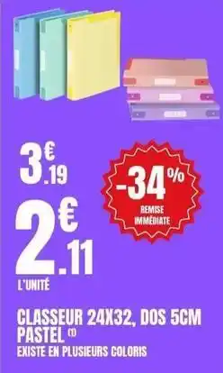 E.Leclerc Classeur 24x32, dos 5cm pastel offre