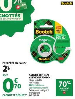Auchan Scotch adhesif 25m+5m+devidoir offre