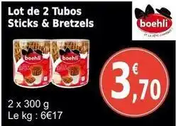 E.Leclerc Boehli - lot de 2 tubos sticks & bretzels offre