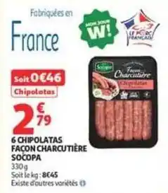 Auchan Supermarché Socopa - 6 chipolatas façon charcutière offre