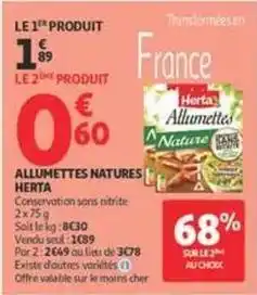 Auchan Supermarché Herta - allumettes natures offre