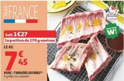 Auchan Supermarché Porc: travers ou ribs offre