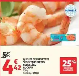 Auchan Supermarché Auchan - queues de crevettes cocktail cuites surgelées offre