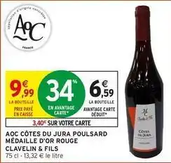 Intermarché Jura - aoc cotes du poulsard médaille d'or rouge offre