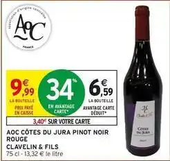 Intermarché Aoc - aoc côtes du jura pinot noir rouge offre