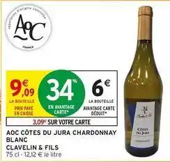 Intermarché Aoc - aoc côtes du jura chardonnay blanc offre