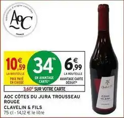 Intermarché Aoc - aoc côtes du jura trousseau rouge offre