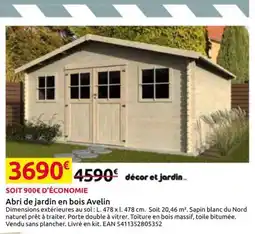 Mr Bricolage Avelin Abri de jardin en bois offre