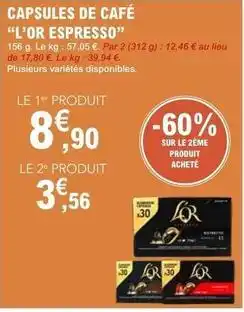 E.Leclerc L'or - capsules de café espresso offre