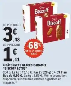 E.Leclerc Lotus - 4 bâtonnets glacés caramel biscoff offre