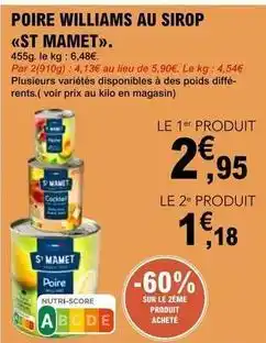 E.Leclerc Saint mamet - poire williams au sirop offre