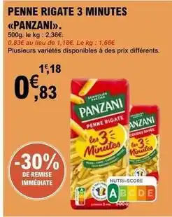 E.Leclerc Panzani - penne rigate 3 minutes offre