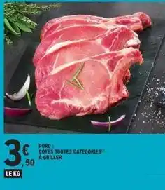 E.Leclerc Porc: côtes toutes categories à griller offre