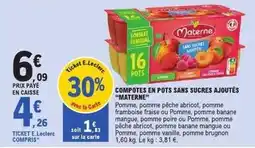 E.Leclerc Express Materne - compotes en pots sans sucres ajoutés offre