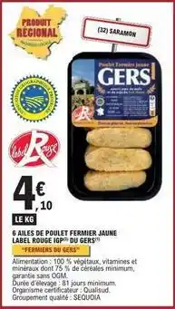 E.Leclerc Gers - ailes de poulet fermier jaune label rouge igp du offre