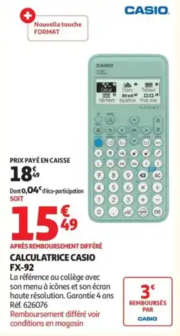 Auchan CASIO CALCULATRICE FX-92 offre