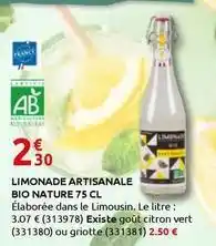 Rural Master Limonade artisanale bio nature offre