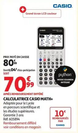 Auchan CASIO CALCULATRICE CASIO MATH+ offre