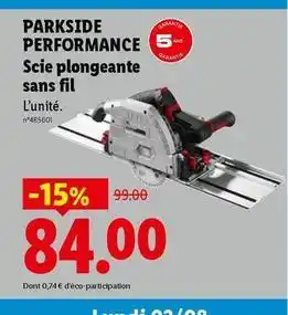 Parkside - performance scie plongeante sans fil