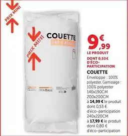 Hyper U Prix mini - couette offre