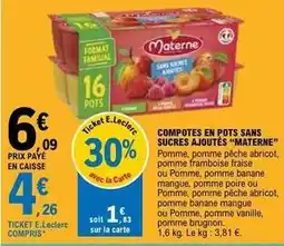 E.Leclerc Materne - compotes en pots sans sucres ajoutés offre