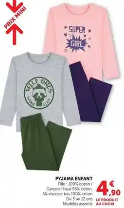 Hyper U Prix mini - pyjama enfant offre