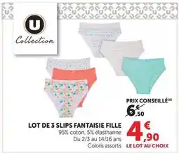 Hyper U U - lot de 3 slips fantaisie fille offre