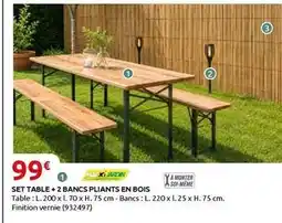 Rural Master Set table + 2 bancs pliants en bois offre