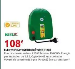 Rural Master Électrificateur de clôture k1500 offre