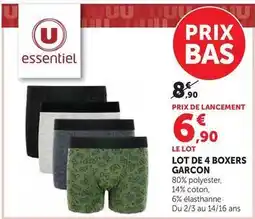 Hyper U U - lot de 4 boxers garcon offre