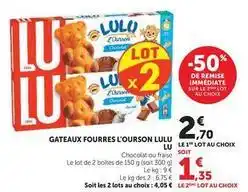 Hyper U Lu - gateaux fourres l'ourson offre