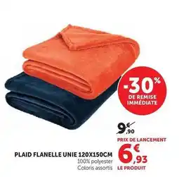 Hyper U Plaid flanelle unie 120x150cm offre