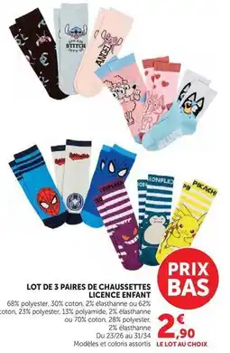 Hyper U Stitch - lot de 3 paires de chaussettes licence enfant offre