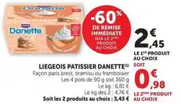 U Express Danone - liegeois patissier danette offre
