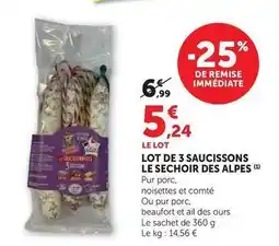 U Express Lot de 3 saucissons offre