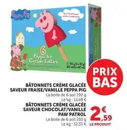 U Express Peppa pig - bâtonnets crème glacée saveur fraise/vanille peppa pig offre