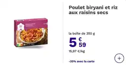 Picard Poulet biryani et riz aux raisins secs offre