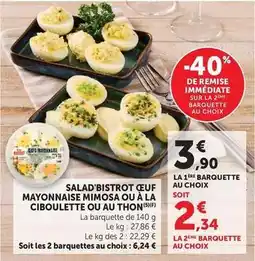 U Express Mimosa - salad'bistrot oeuf mayonnaise ou à la ciboulette ou au thon offre