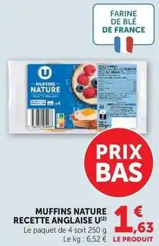 Super U U - muffins nature recette anglaise offre