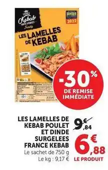 U Express France kebab - les lamelles de kebab poulet et dinde surgelees offre