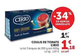 Super U Cirio - coulis de tomate offre
