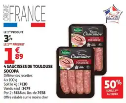 Auchan Socopa Saucisses de Toulouse offre
