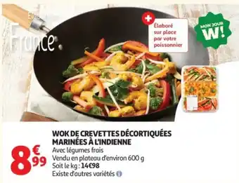 Auchan WOK DE CREVETTES DÉCORTIQUÉES MARINÉES À L'INDIENNE offre